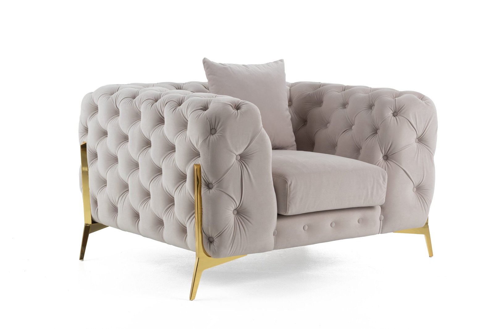 Divani Casa Clarice - Transitional Light Beige Velvet Chair - Image 3