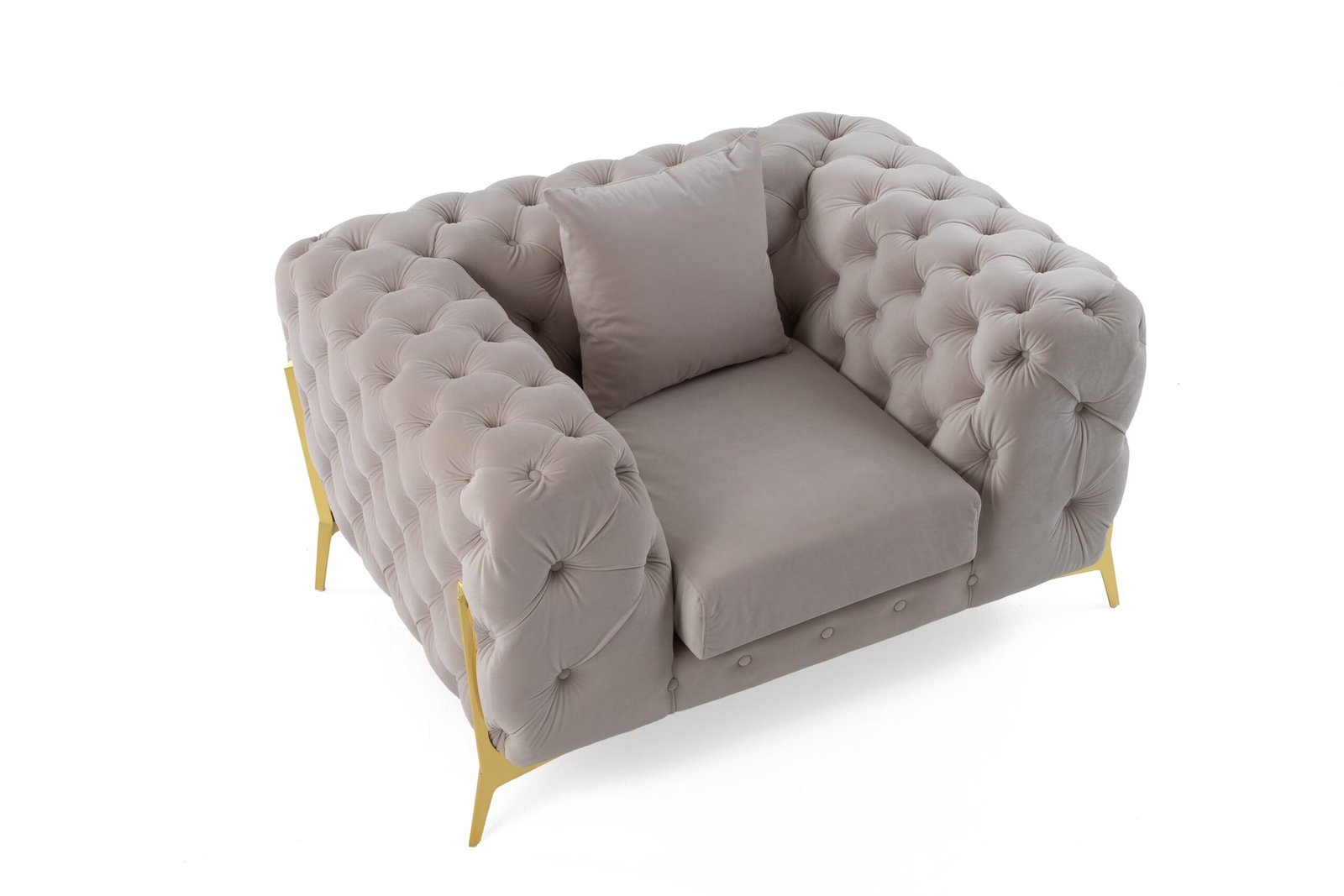 Divani Casa Clarice - Transitional Light Beige Velvet Chair - Image 5