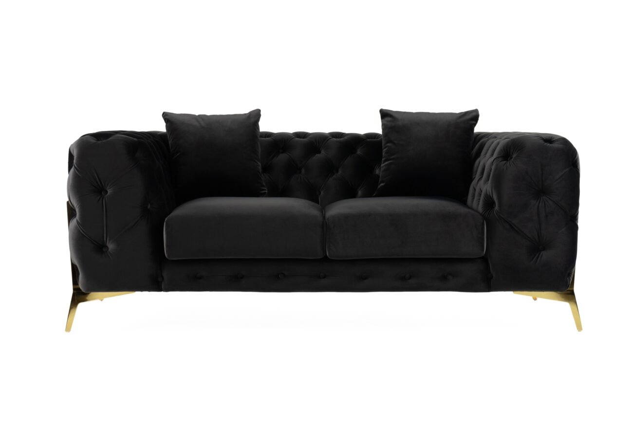 Divani Casa Clarice - Transitional Black Velvet Loveseat