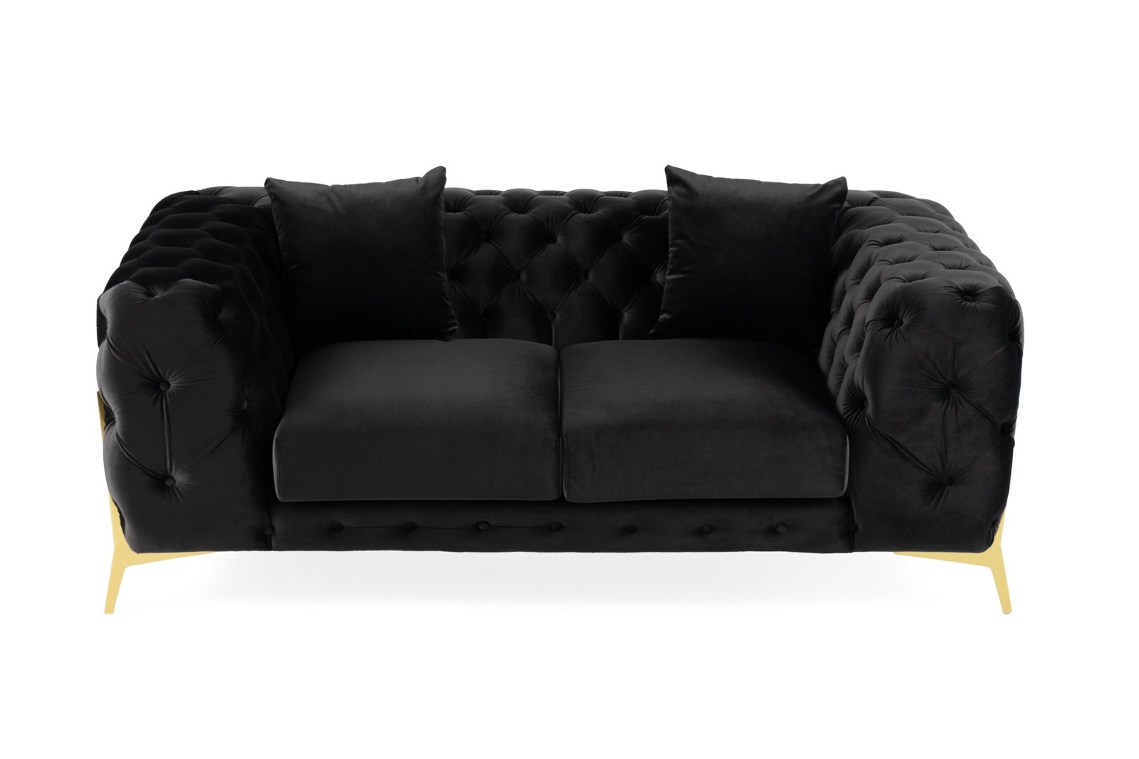 Divani Casa Clarice - Transitional Black Velvet Loveseat - Image 2