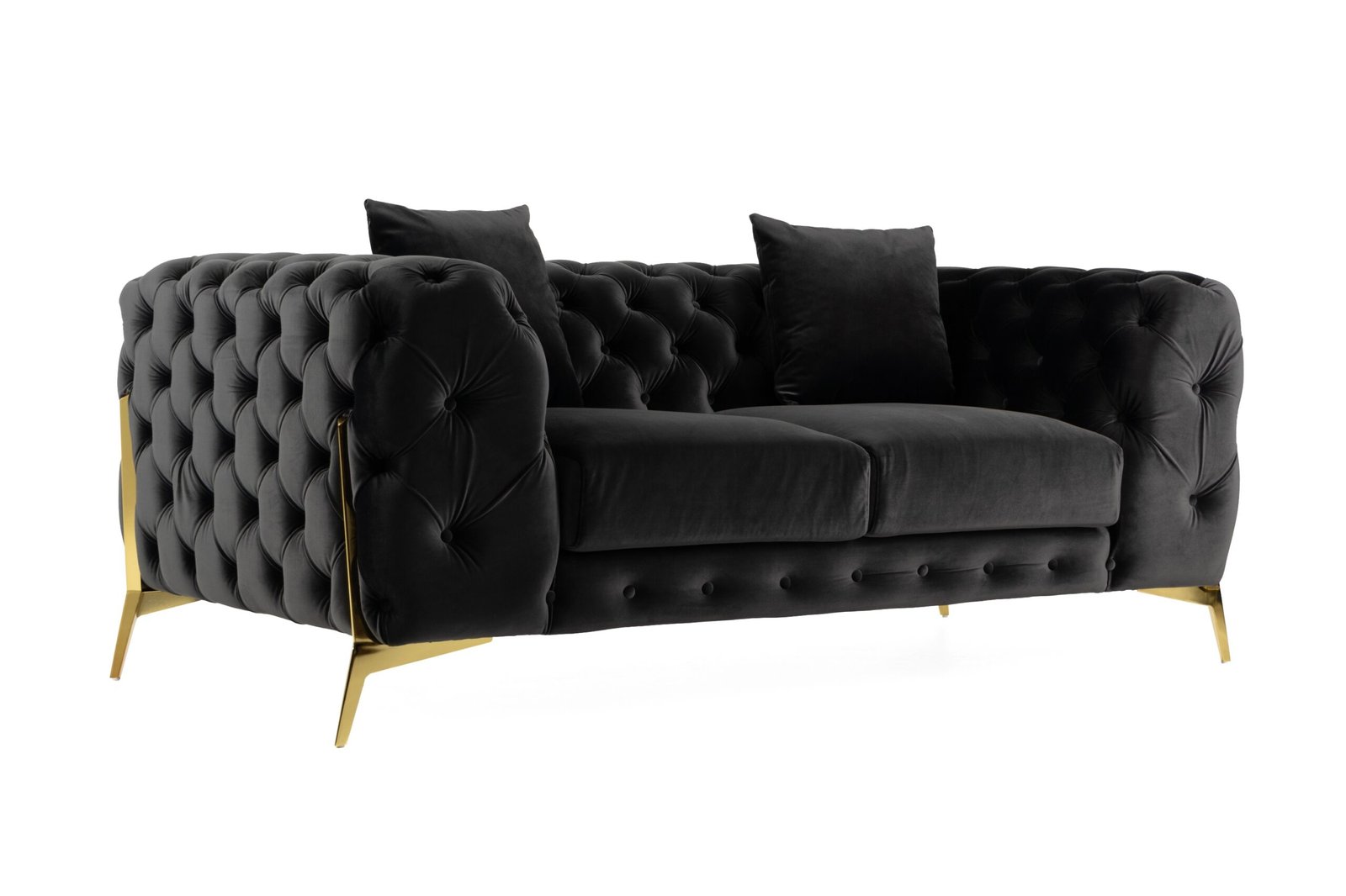 Divani Casa Clarice - Transitional Black Velvet Loveseat - Image 3