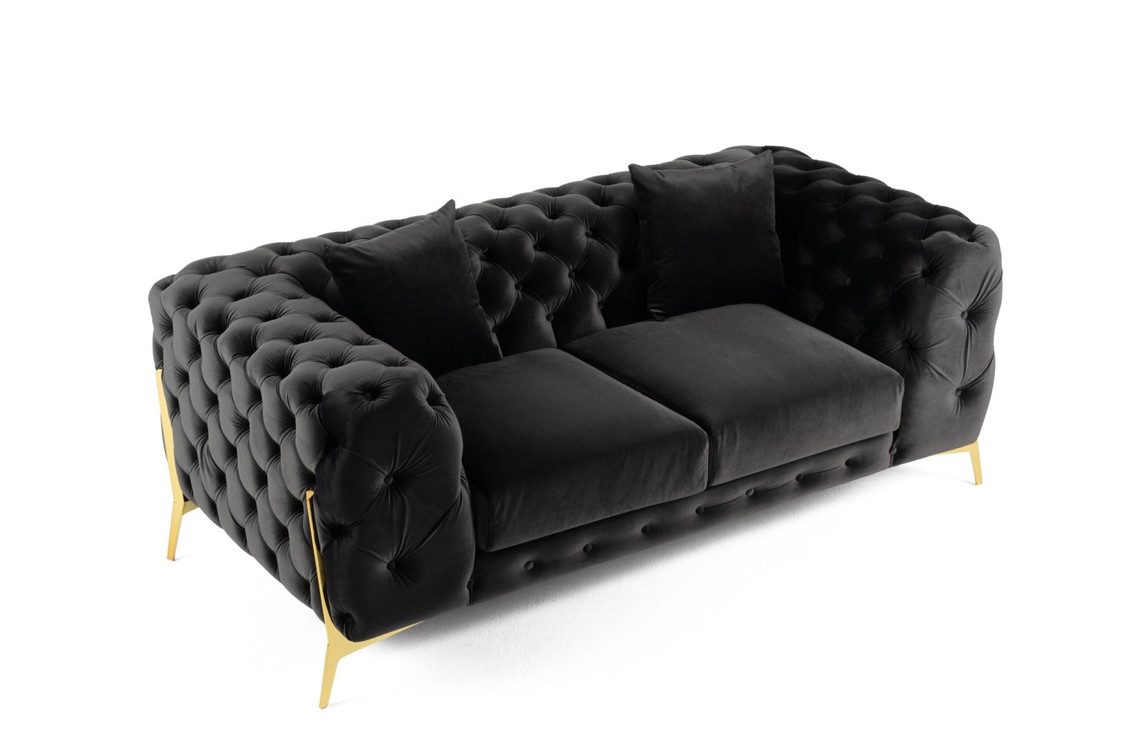 Divani Casa Clarice - Transitional Black Velvet Loveseat - Image 4
