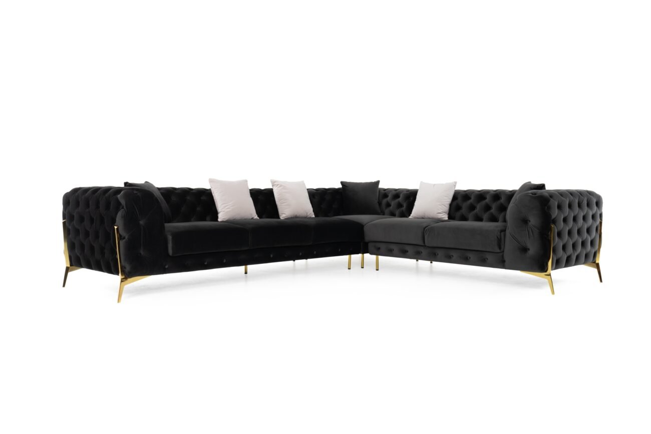 Divani Casa Clarice - Transitional Black Velvet Sectional Sofa - Image 4