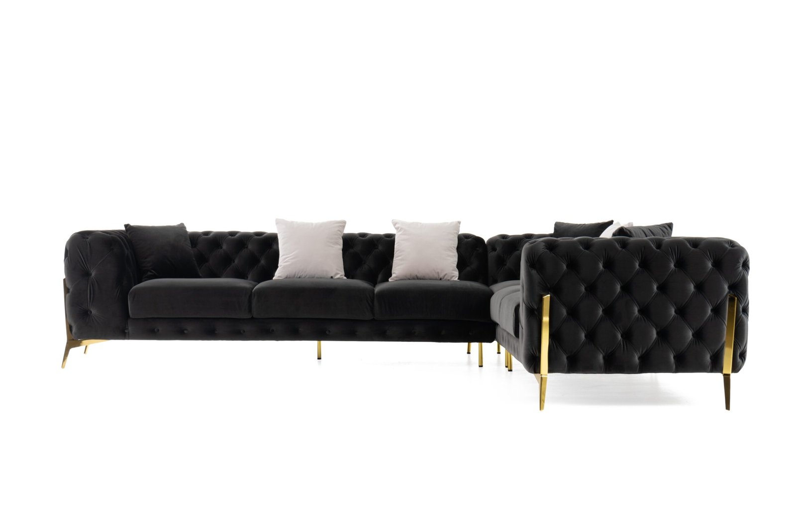 Divani Casa Clarice - Transitional Black Velvet Sectional Sofa - Image 2