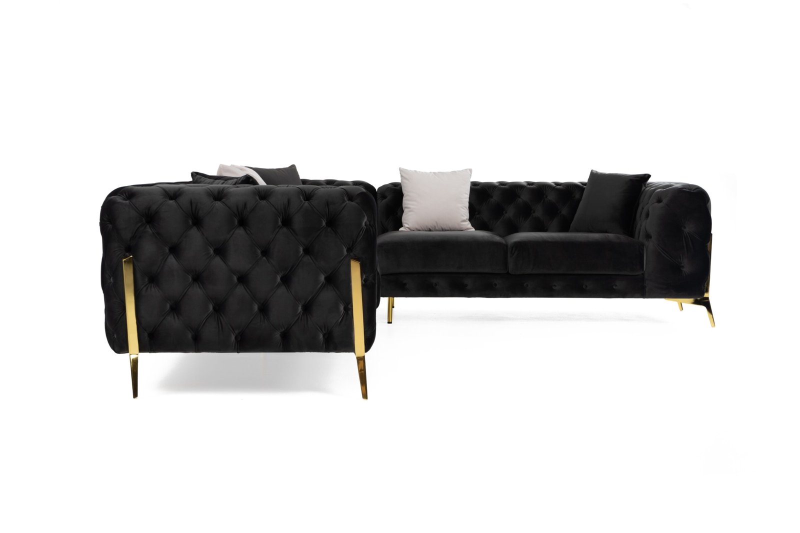 Divani Casa Clarice - Transitional Black Velvet Sectional Sofa - Image 3