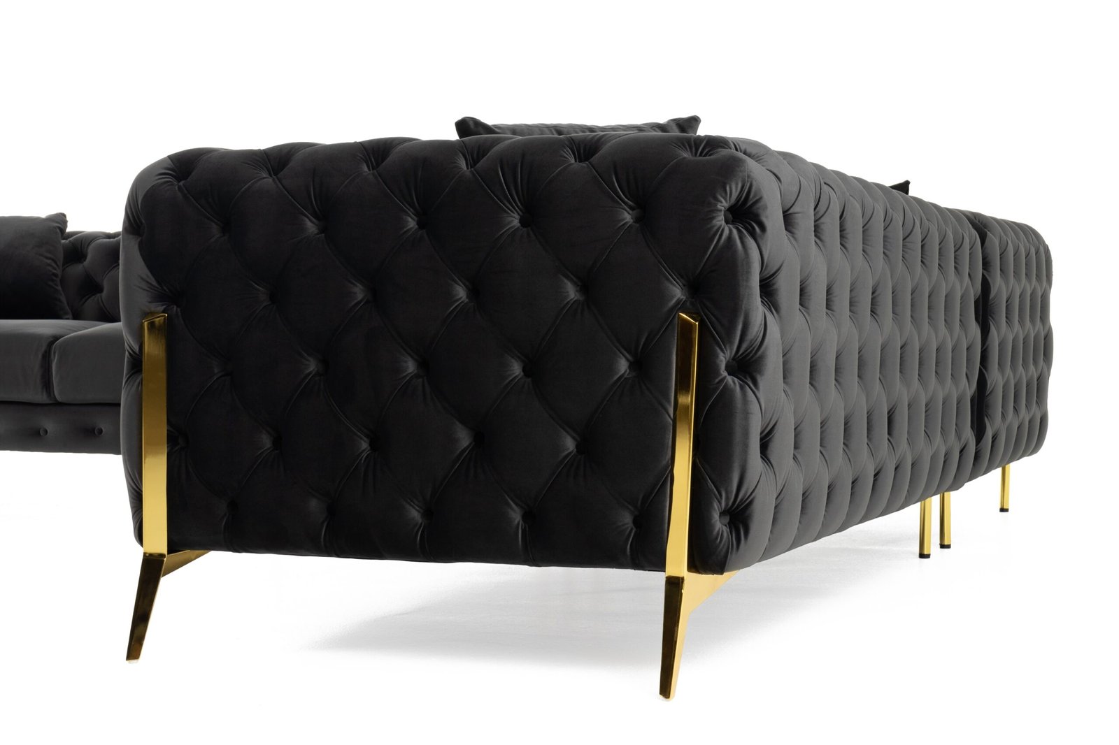 Divani Casa Clarice - Transitional Black Velvet Sectional Sofa - Image 5
