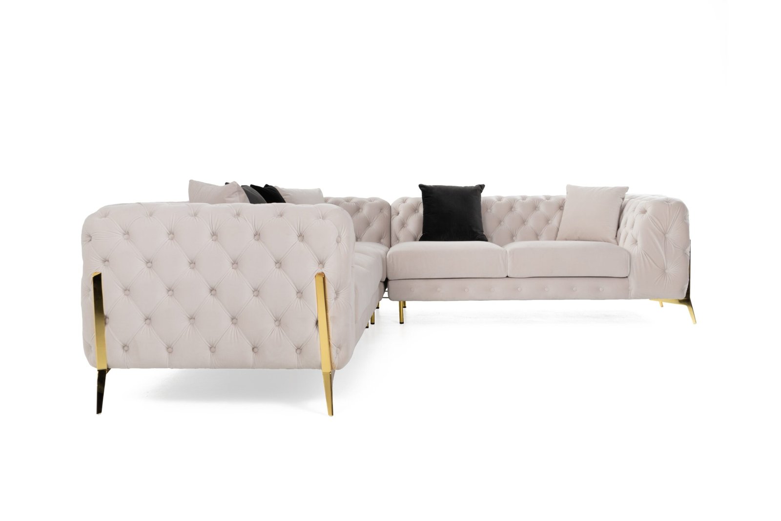 Divani Casa Clarice - Transitional Light Beige Velvet Sectional Sofa - Image 3
