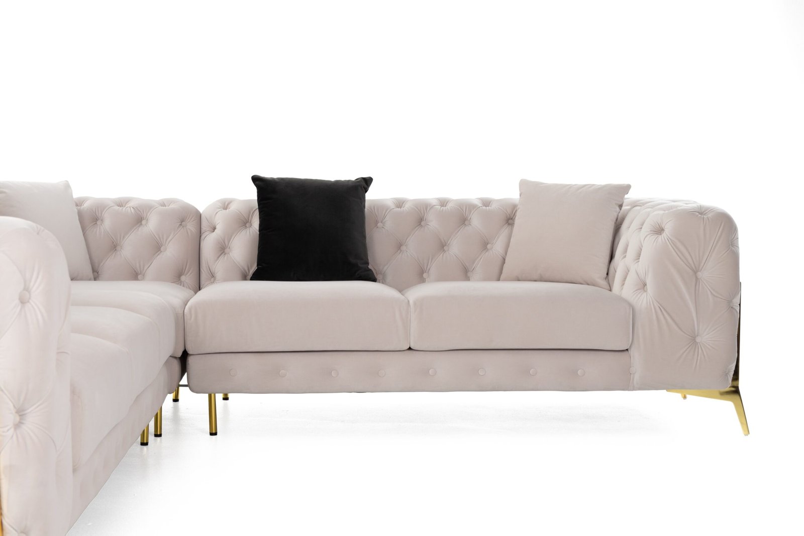 Divani Casa Clarice - Transitional Light Beige Velvet Sectional Sofa - Image 4