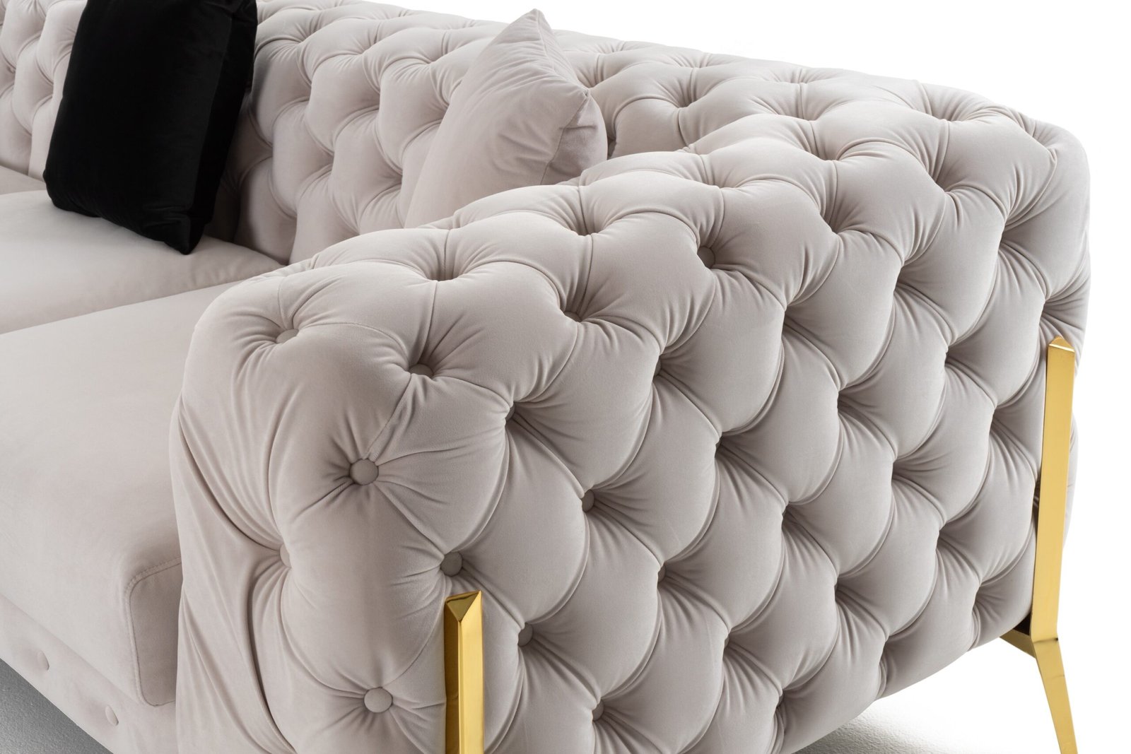 Divani Casa Clarice - Transitional Light Beige Velvet Sectional Sofa - Image 5