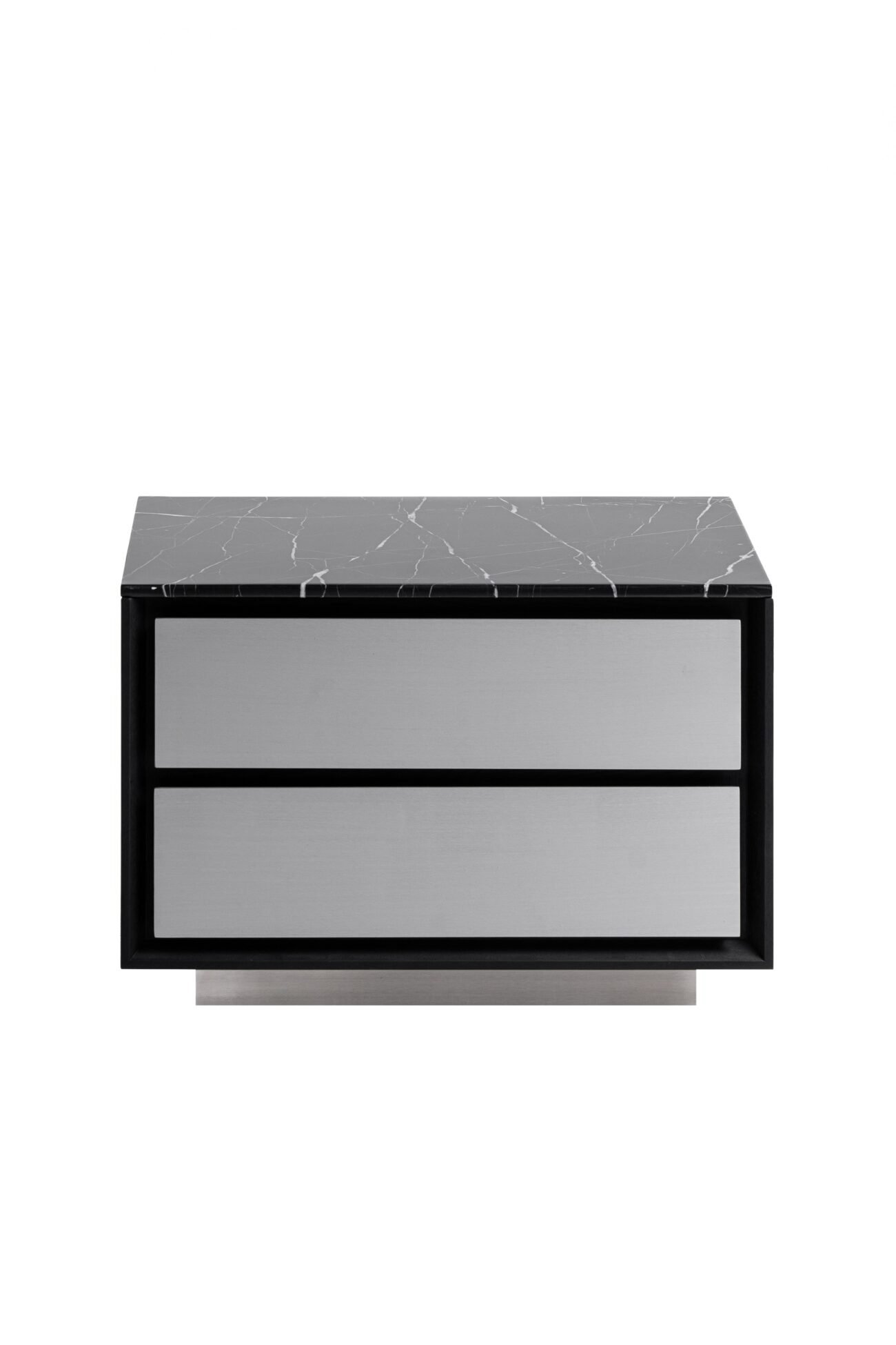 Modrest Concord - Modern Black Marble + Black Ash + Aluminum Nightstand