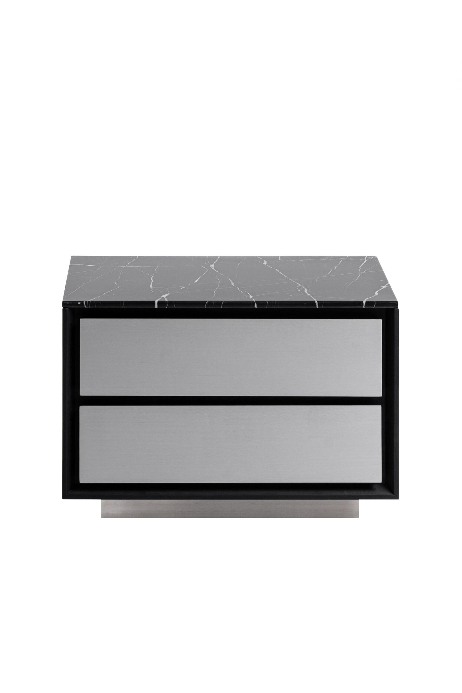 Modrest Concord - Modern Black Marble + Black Ash + Aluminum Nightstand