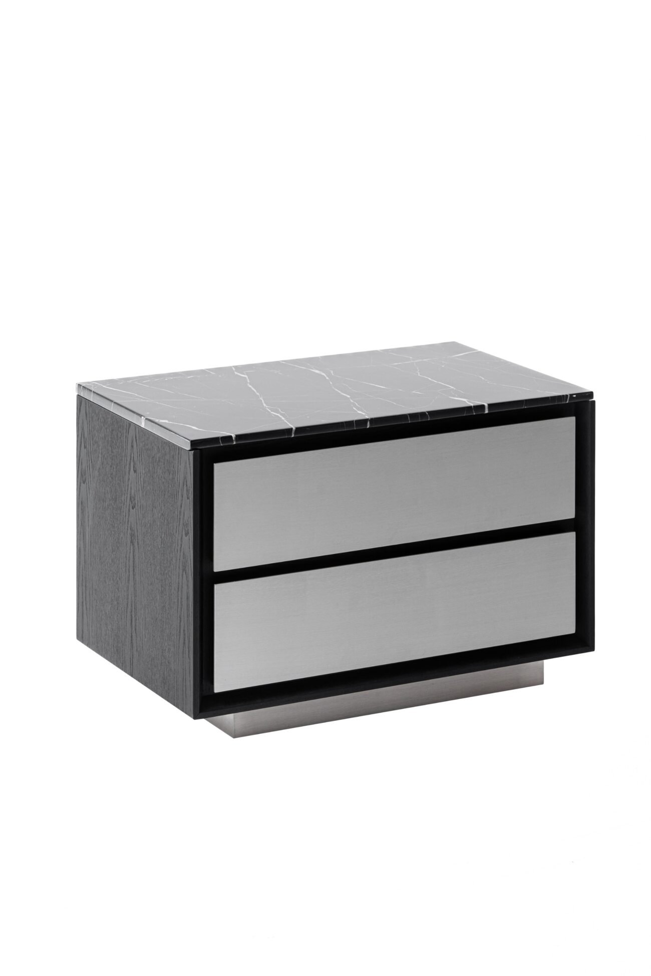 Modrest Concord - Modern Black Marble + Black Ash + Aluminum Nightstand - Image 2