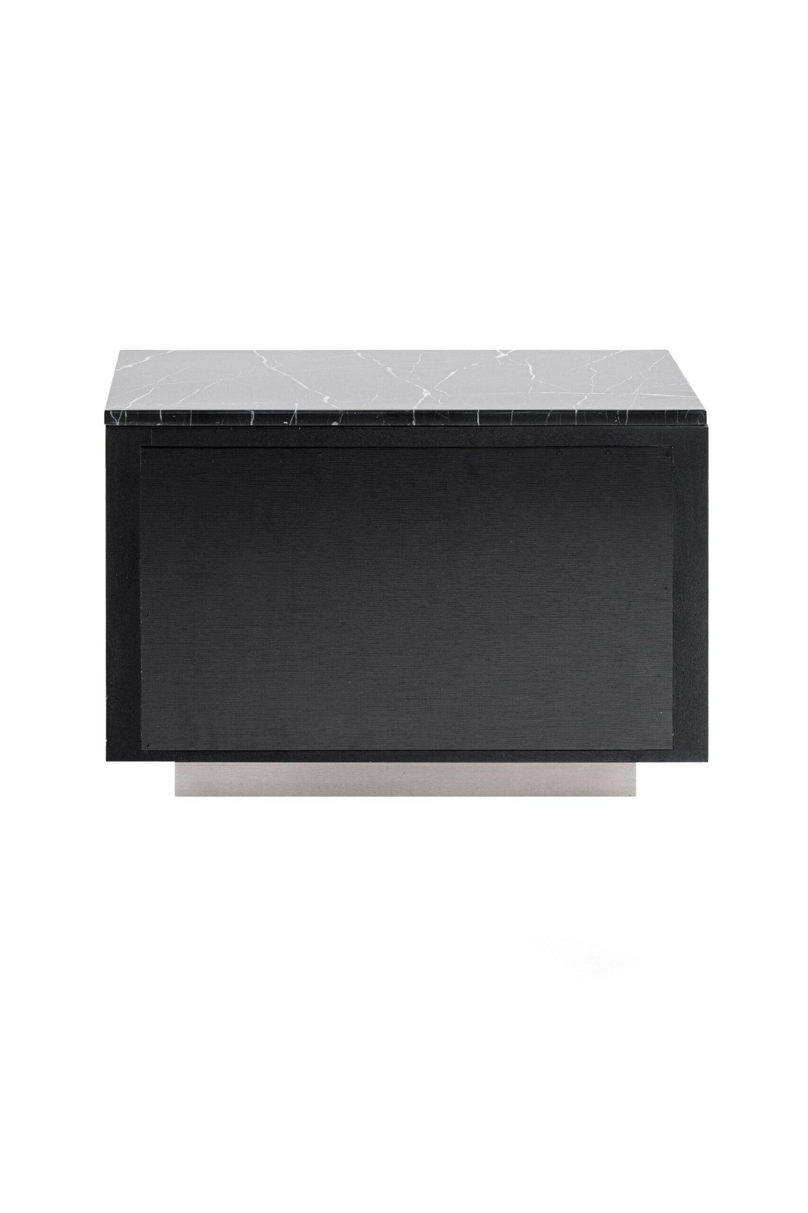 Modrest Concord - Modern Black Marble + Black Ash + Aluminum Nightstand - Image 4