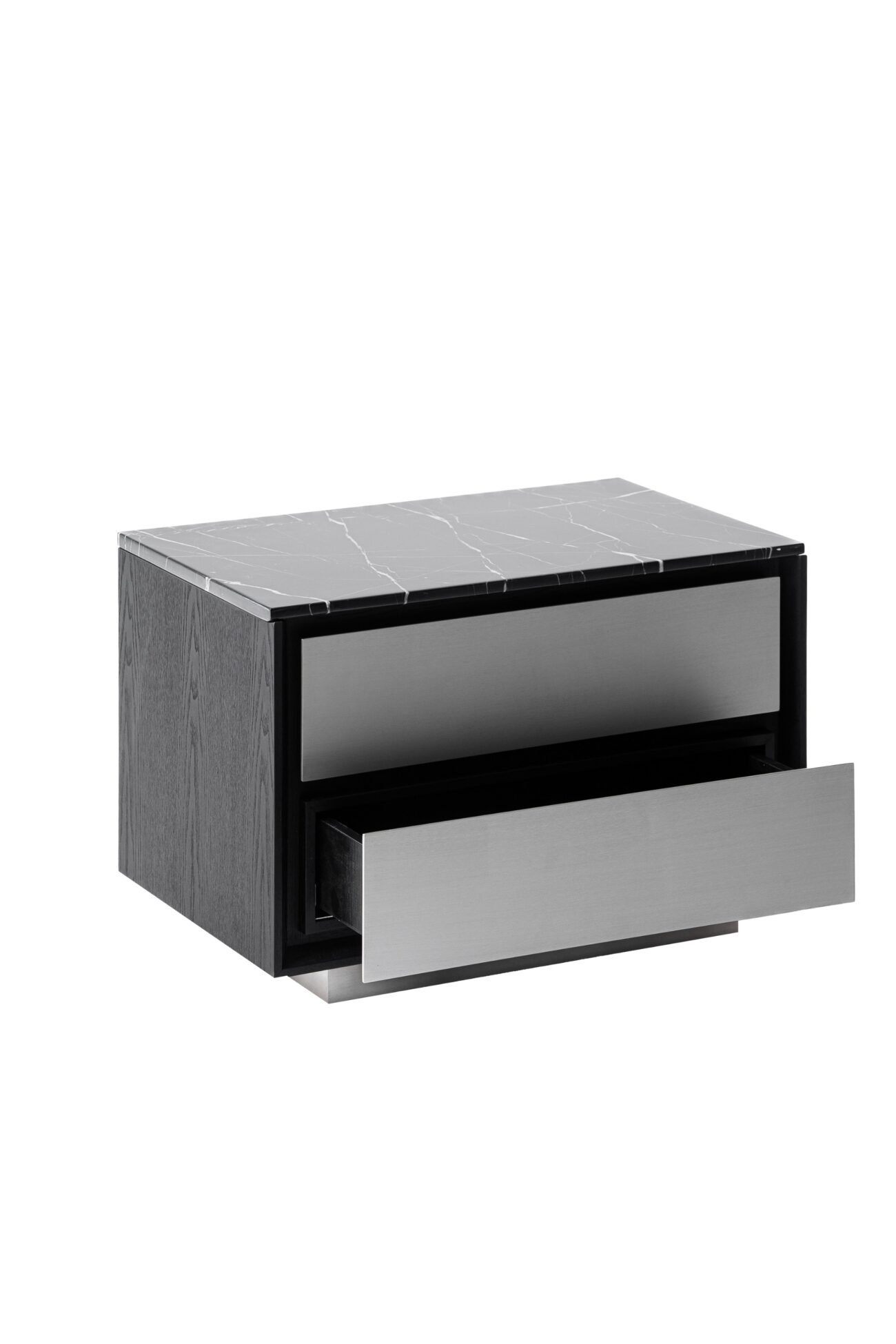 Modrest Concord - Modern Black Marble + Black Ash + Aluminum Nightstand - Image 5