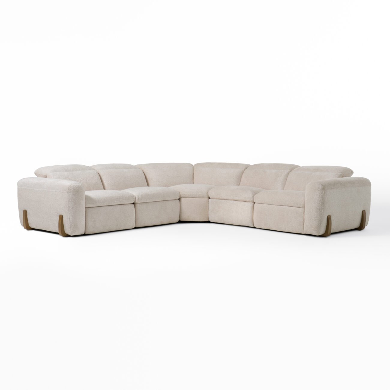 Divani Casa Conrad - Modern Beige Fabric Sectional With 3 Recliners - Image 2