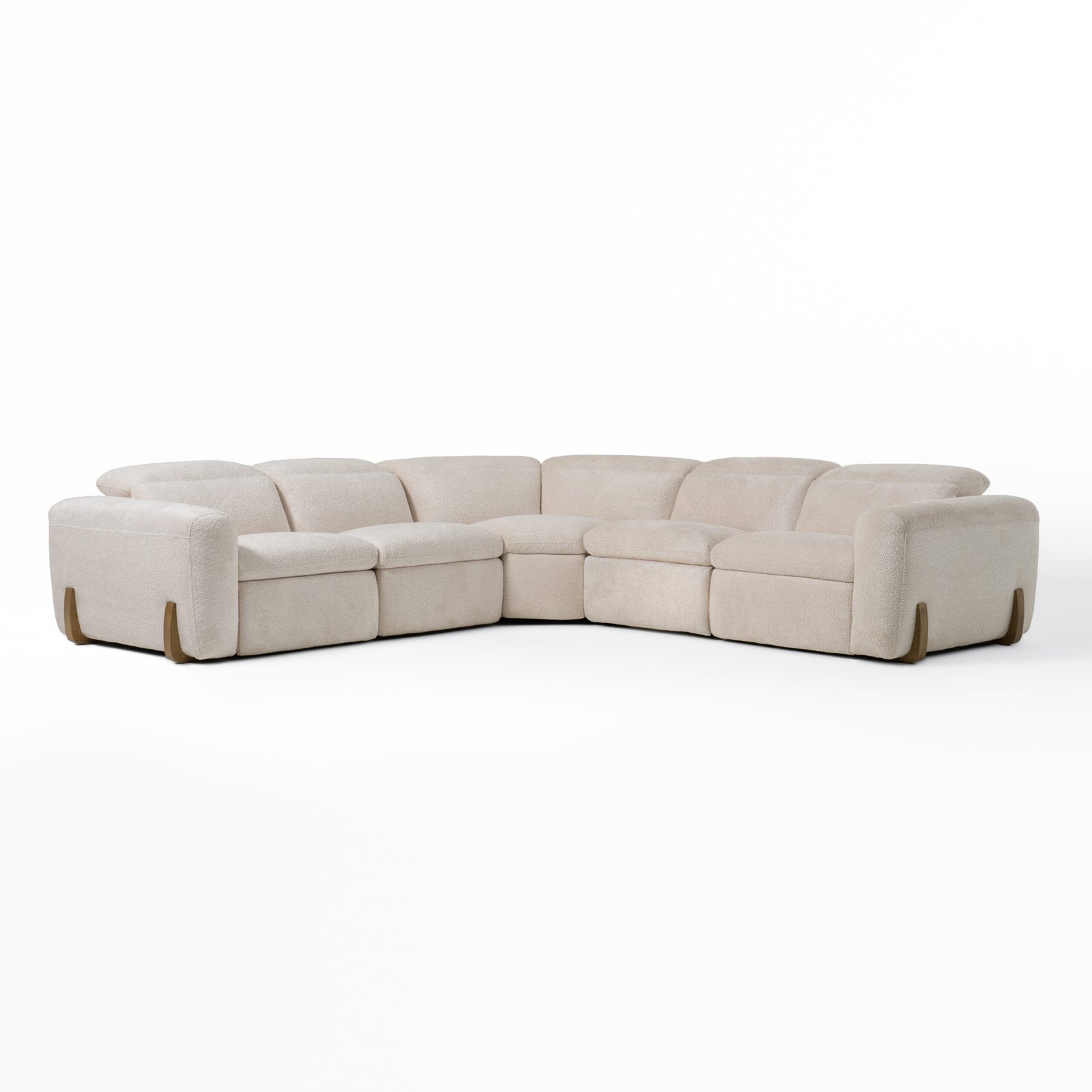 Divani Casa Conrad - Modern Beige Fabric Sectional With 3 Recliners - Image 2