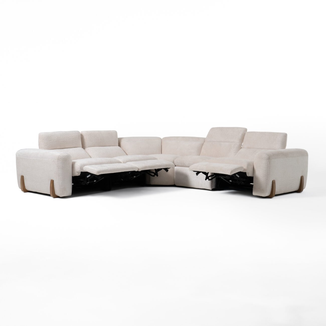 Divani Casa Conrad - Modern Beige Fabric Sectional With 3 Recliners - Image 3