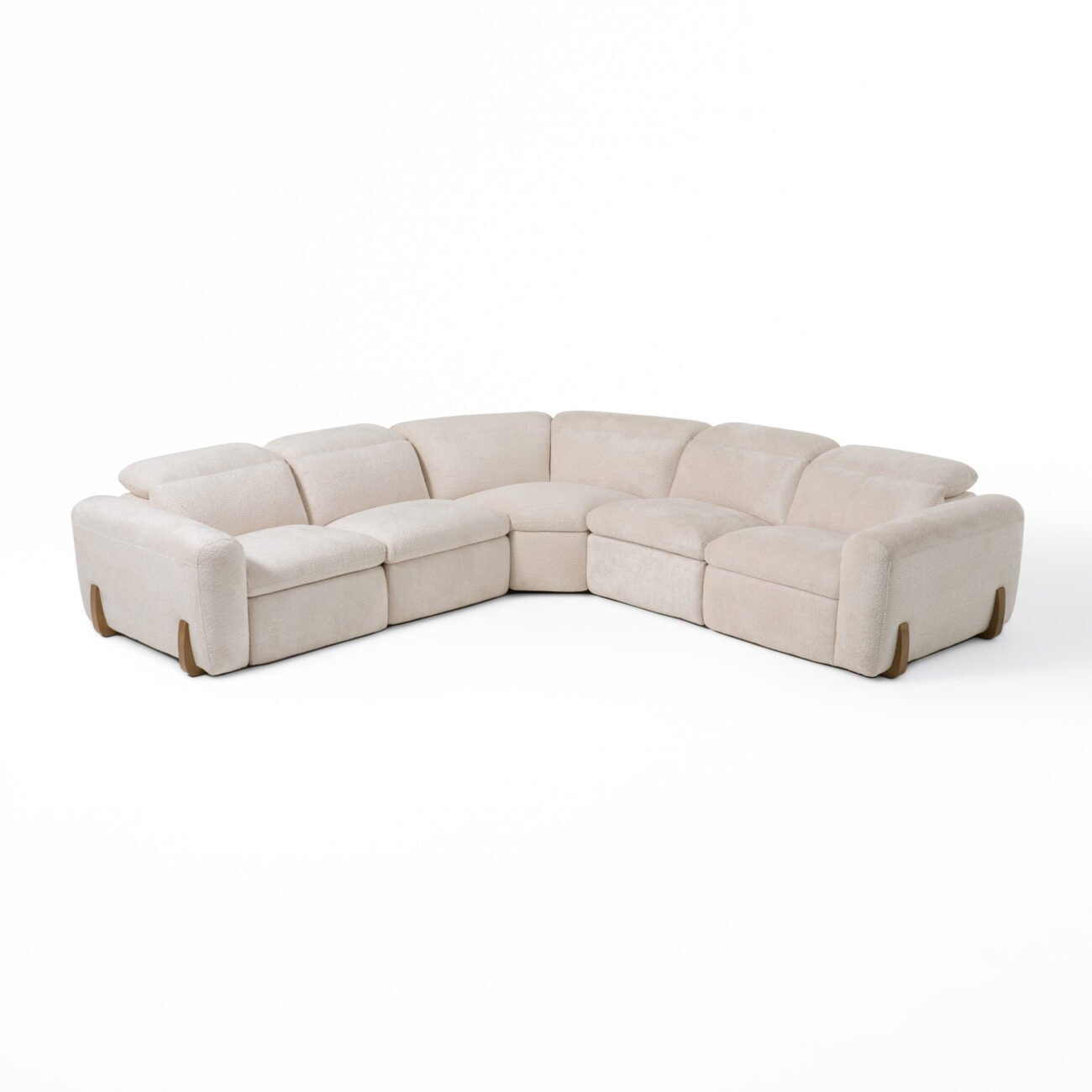 Divani Casa Conrad - Modern Beige Fabric Sectional With 3 Recliners - Image 4