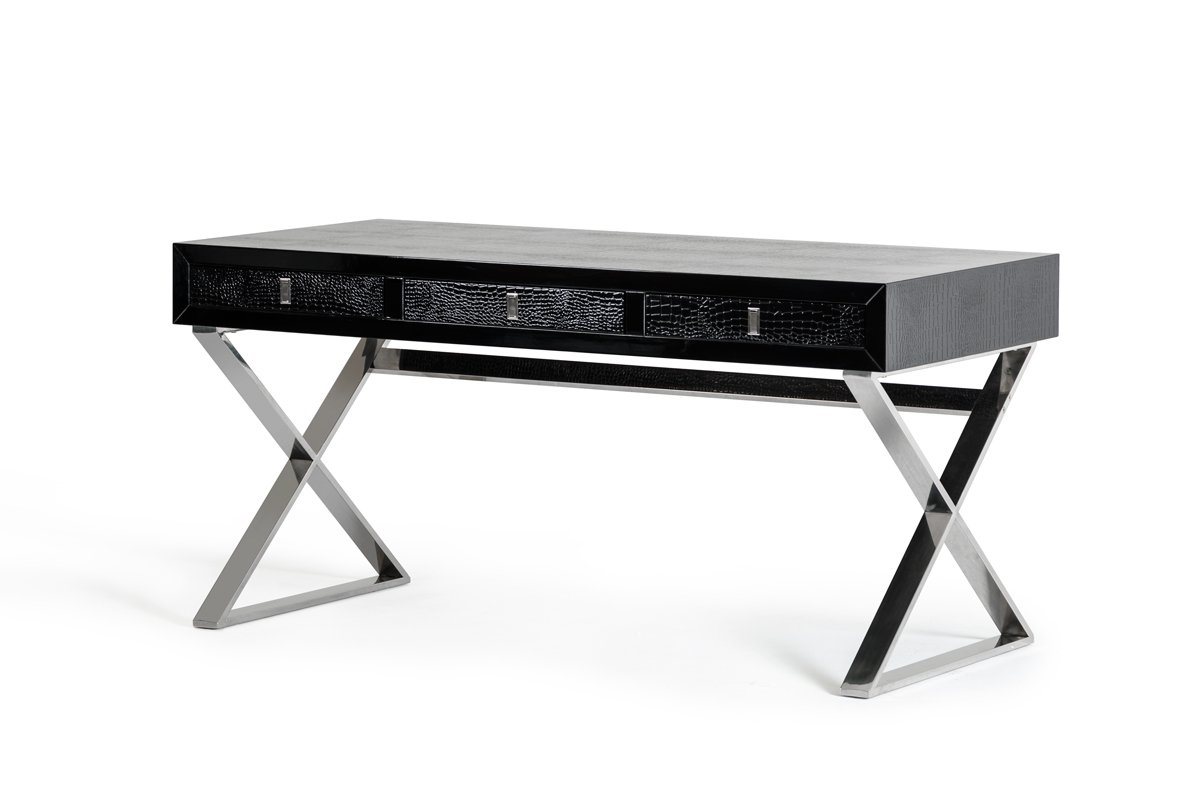 A&X Congress Transitional Black Crocodile Desk - Image 2