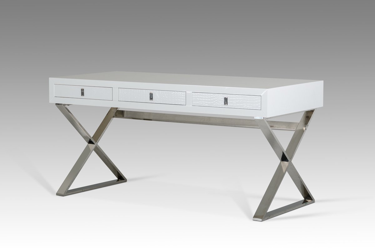 A&X Congress Transitional White Crocodile Office Desk - Image 3