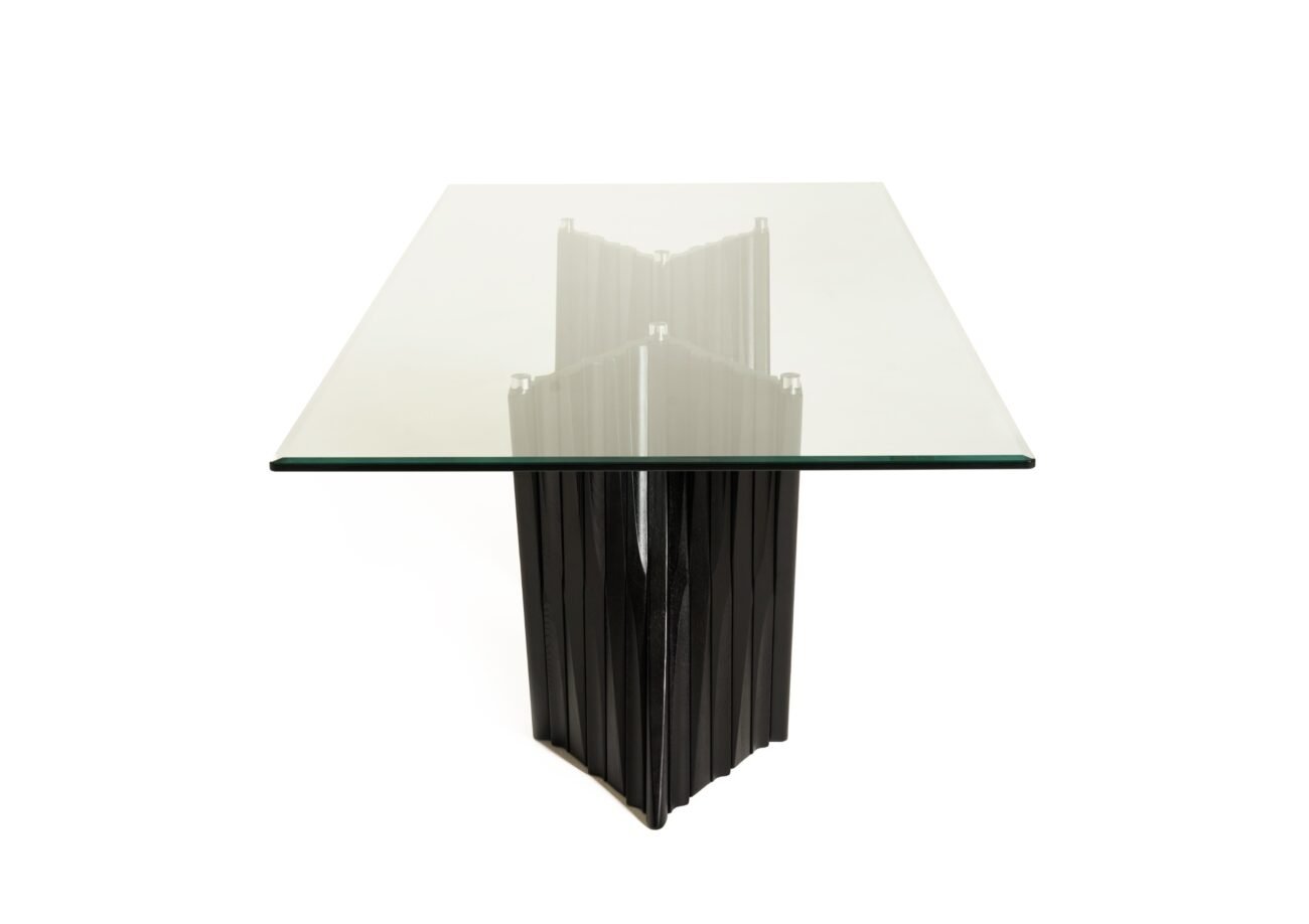 Modrest Corbin Mid-Century Black Ash & Glass Dining Table - Image 2