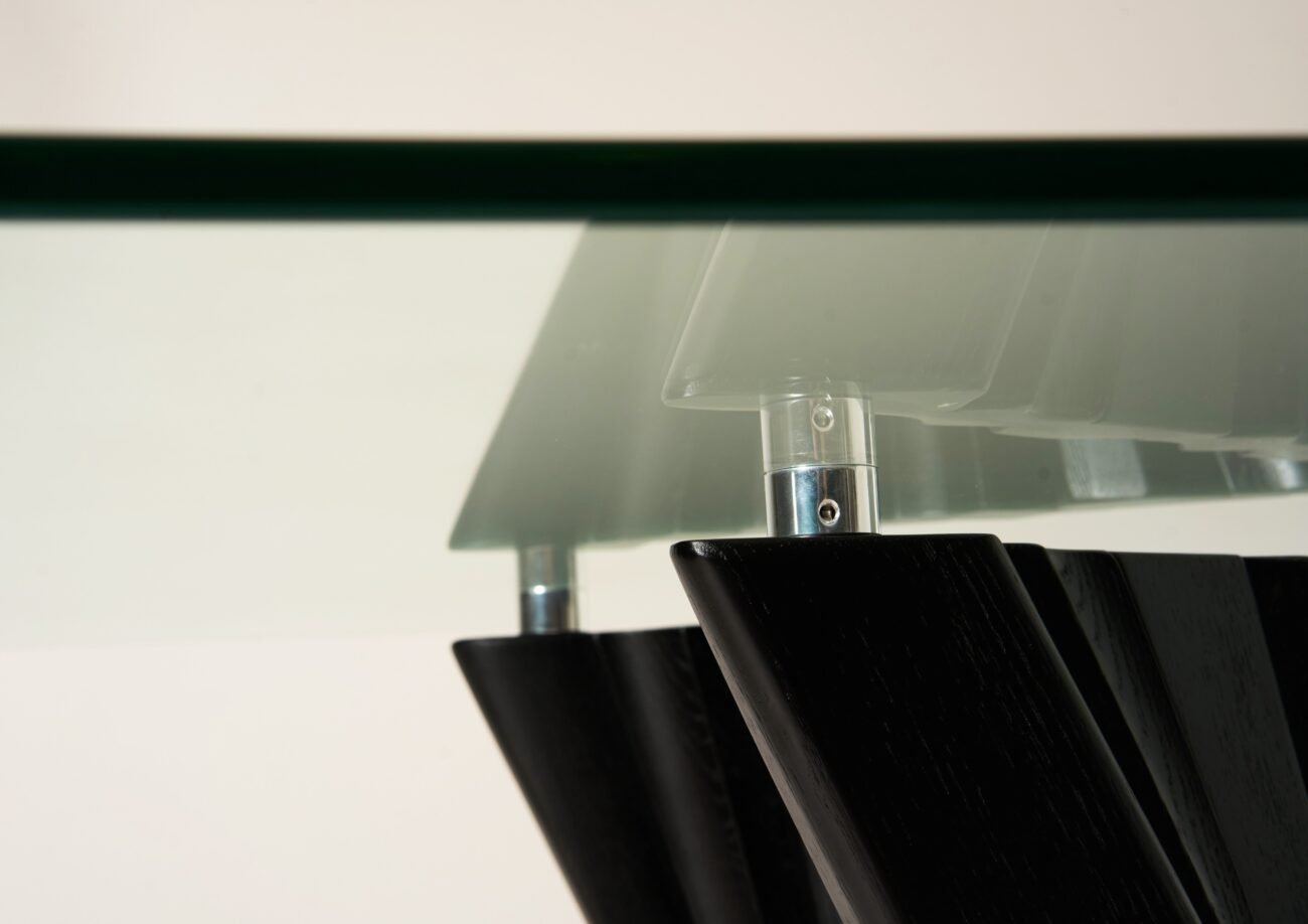 Modrest Corbin Mid-Century Black Ash & Glass Dining Table - Image 4