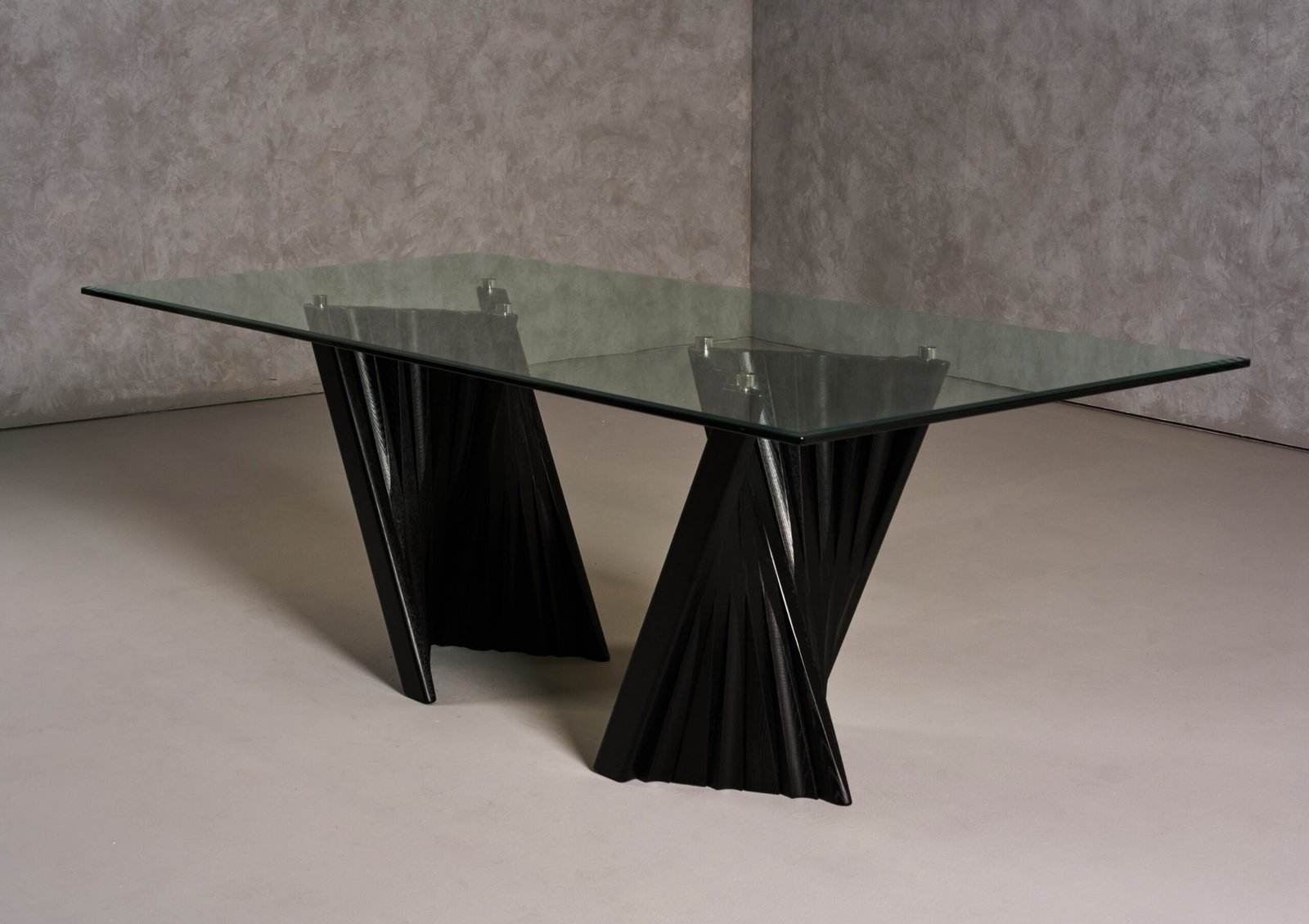 Modrest Corbin Mid-Century Black Ash & Glass Dining Table - Image 5