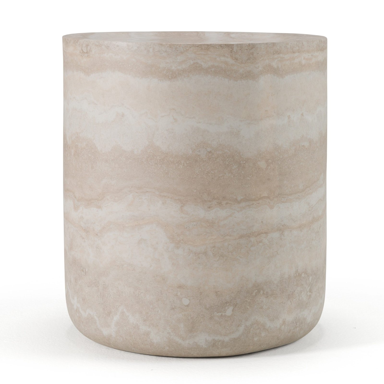 Modrest Cozad - Modern Faux Travertine Round End Table