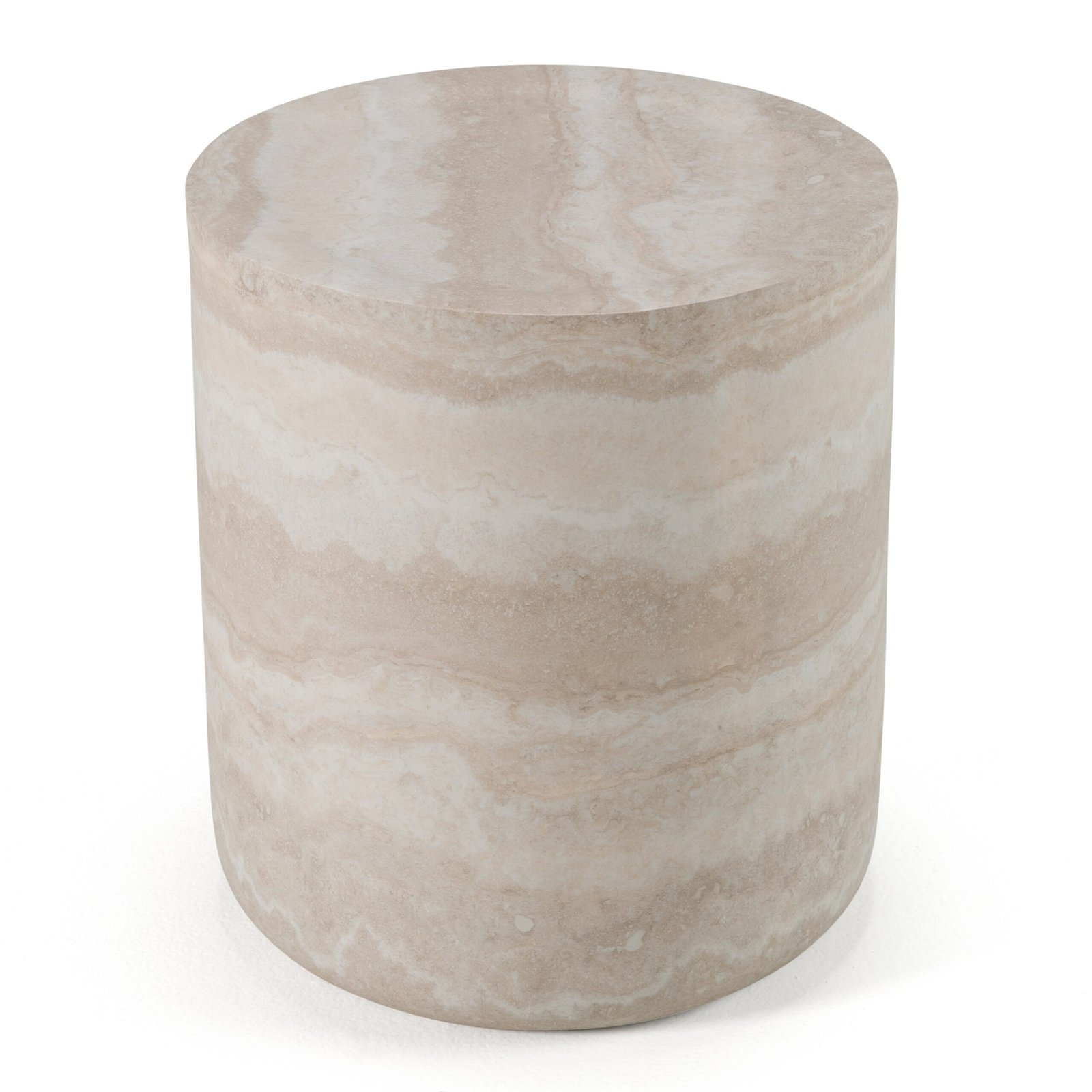 Modrest Cozad - Modern Faux Travertine Round End Table - Image 2