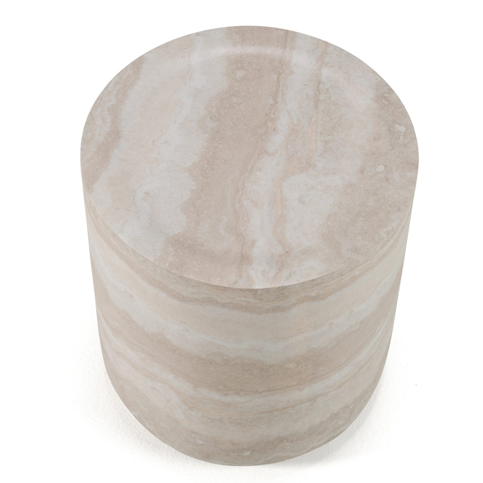 Modrest Cozad - Modern Faux Travertine Round End Table - Image 3