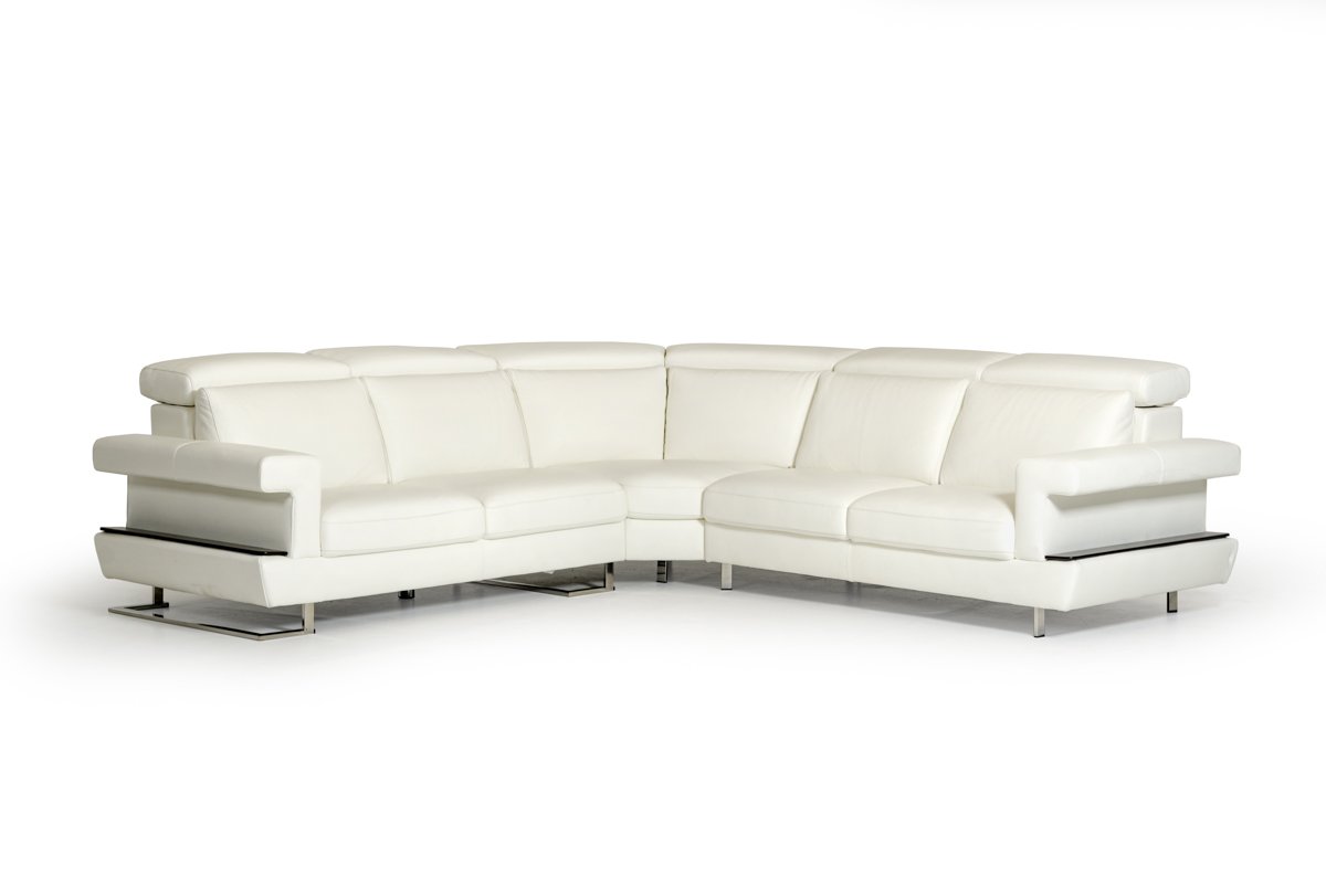 Lamod Italia Crosby - Italian Modern White Leather Sectional Sofa - Image 4
