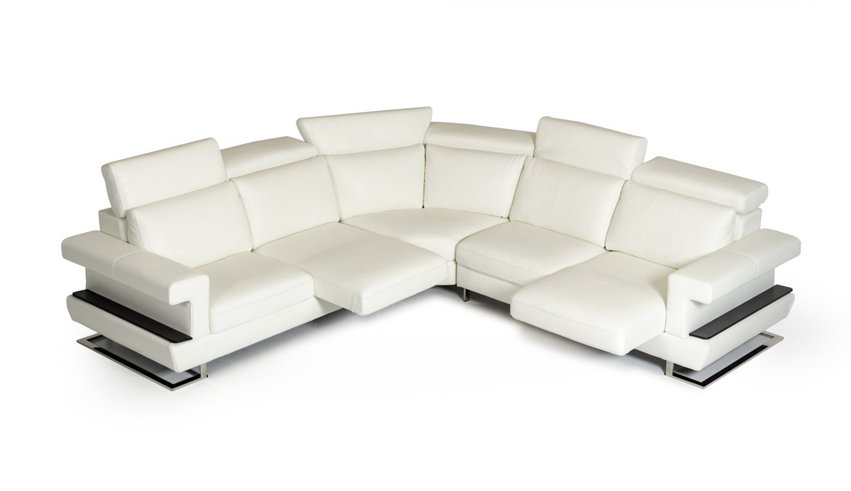 Lamod Italia Crosby - Italian Modern White Leather Sectional Sofa - Image 3