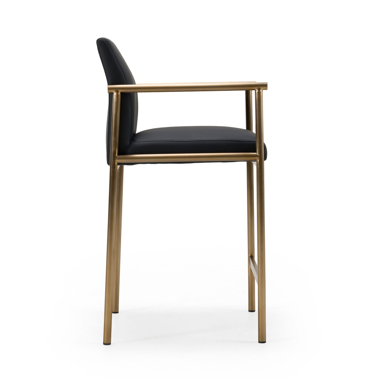 Modrest Custer - Modern Black Vegan Leather + Brass Counter Chair - Image 2
