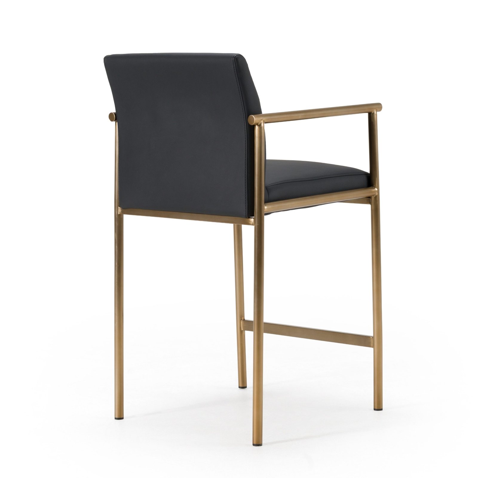Modrest Custer - Modern Black Vegan Leather + Brass Counter Chair - Image 3