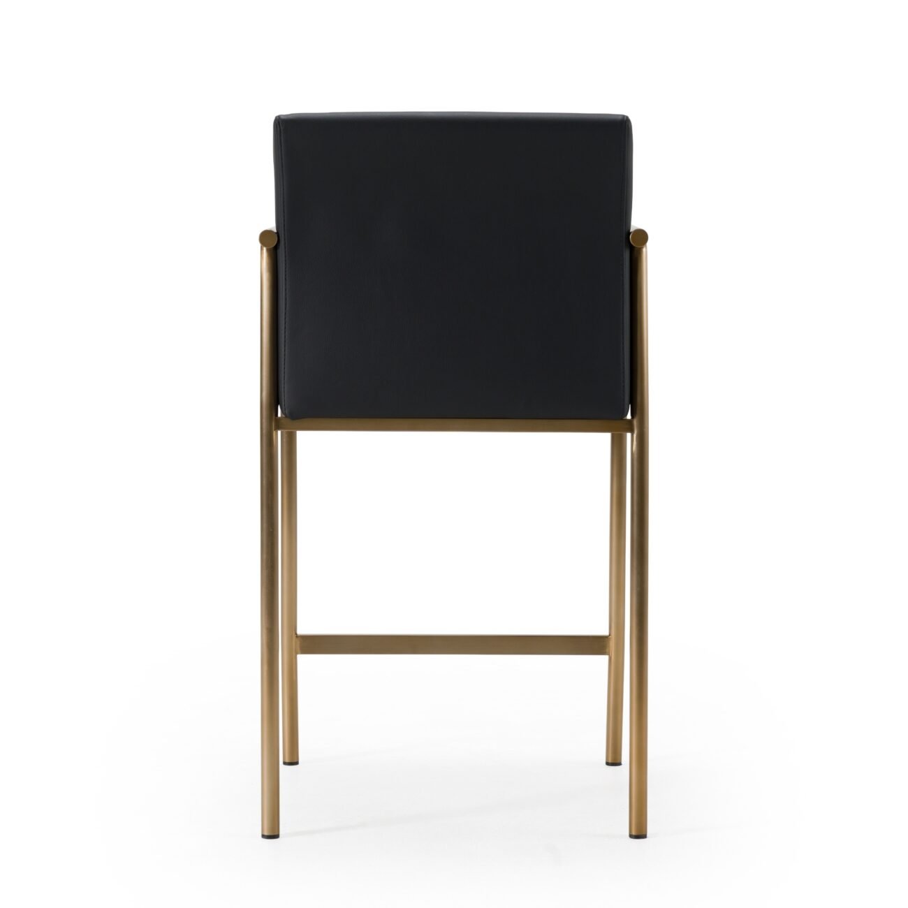 Modrest Custer - Modern Black Vegan Leather + Brass Counter Chair - Image 4