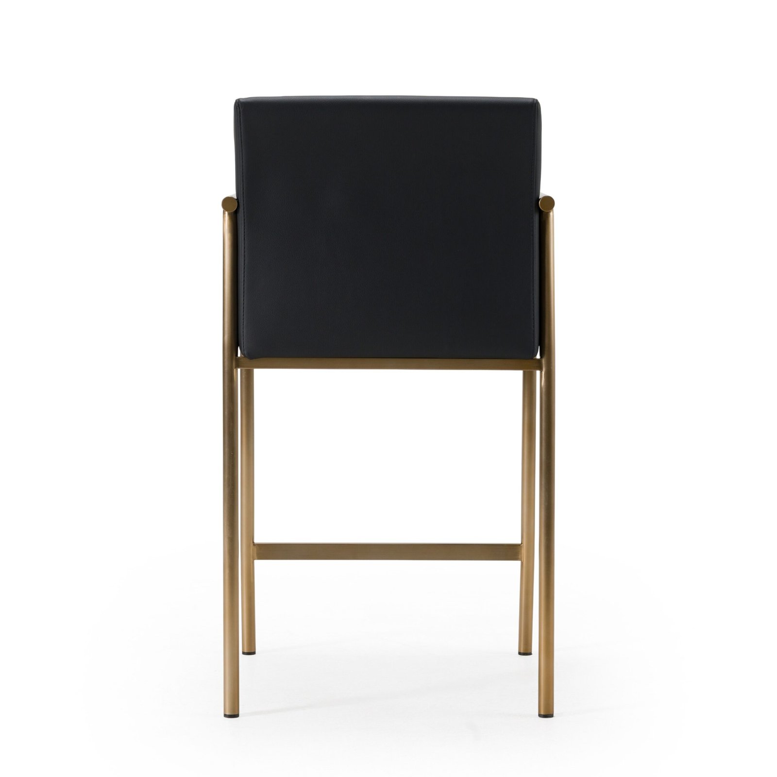 Modrest Custer - Modern Black Vegan Leather + Brass Counter Chair - Image 4