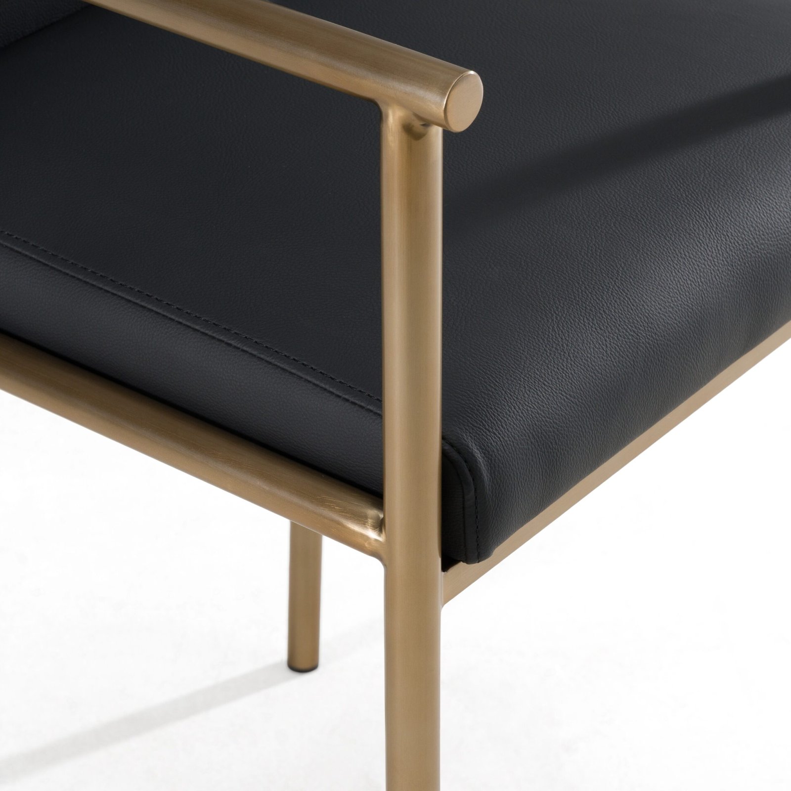 Modrest Custer - Modern Black Vegan Leather + Brass Counter Chair - Image 5