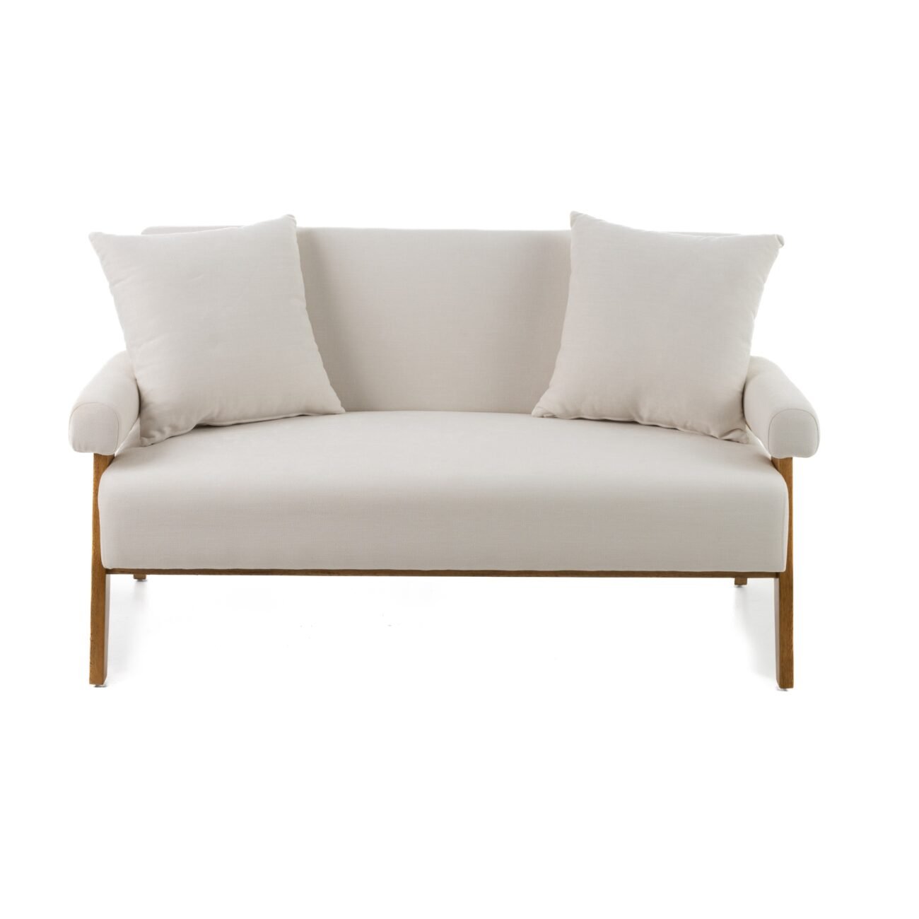 Modrest Cynthia - Modern White Fabric + Wood Loveseat