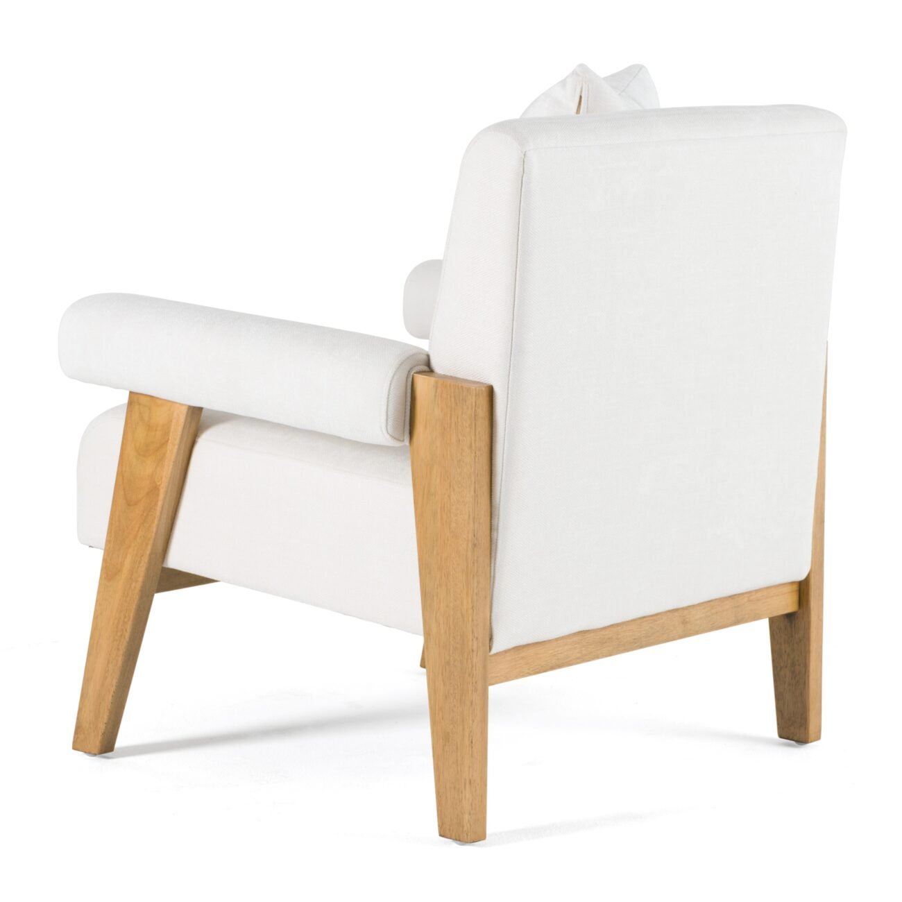 Modrest Cynthia - Modern White Fabric + Wood Accent Chair - Image 4