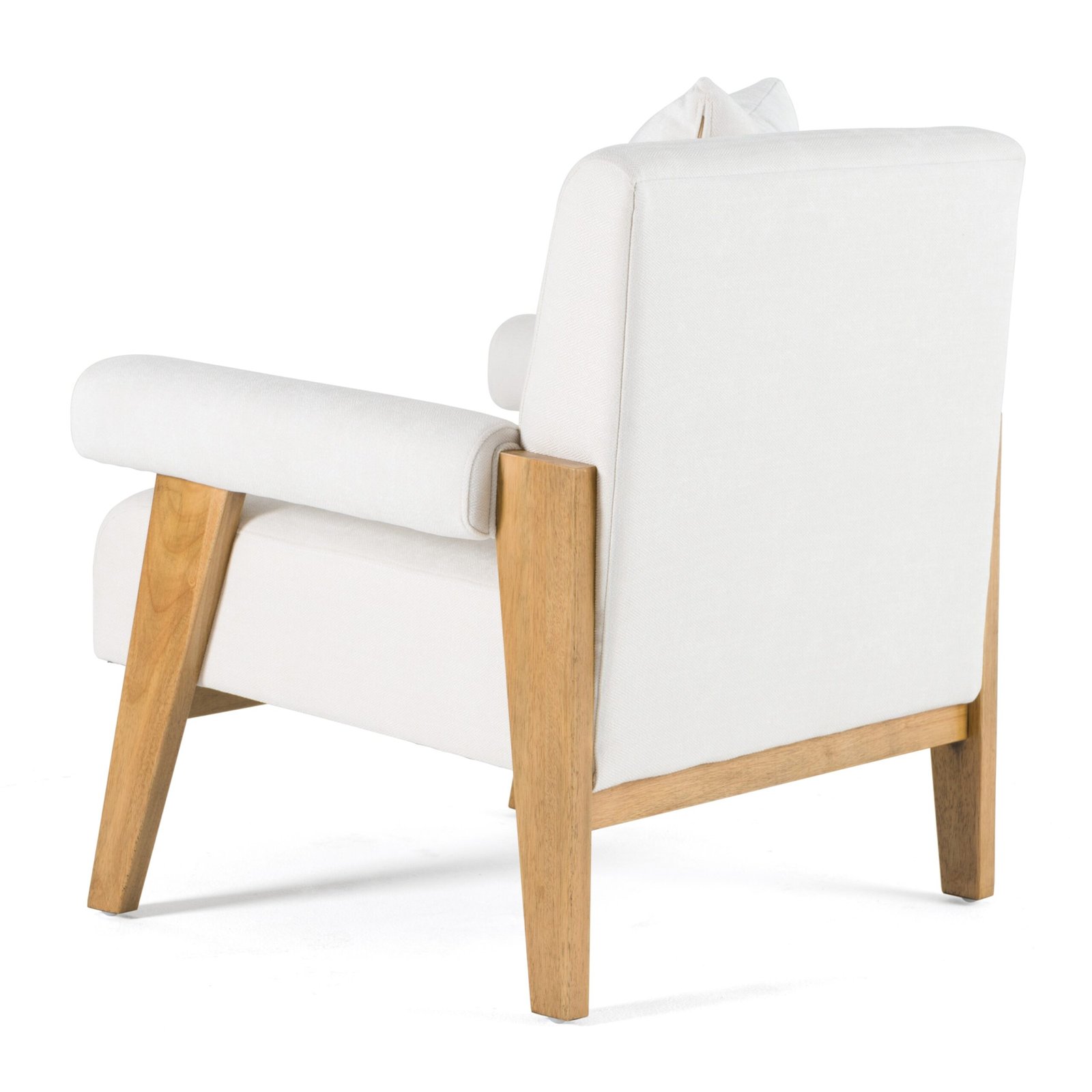 Modrest Cynthia - Modern White Fabric + Wood Accent Chair - Image 4