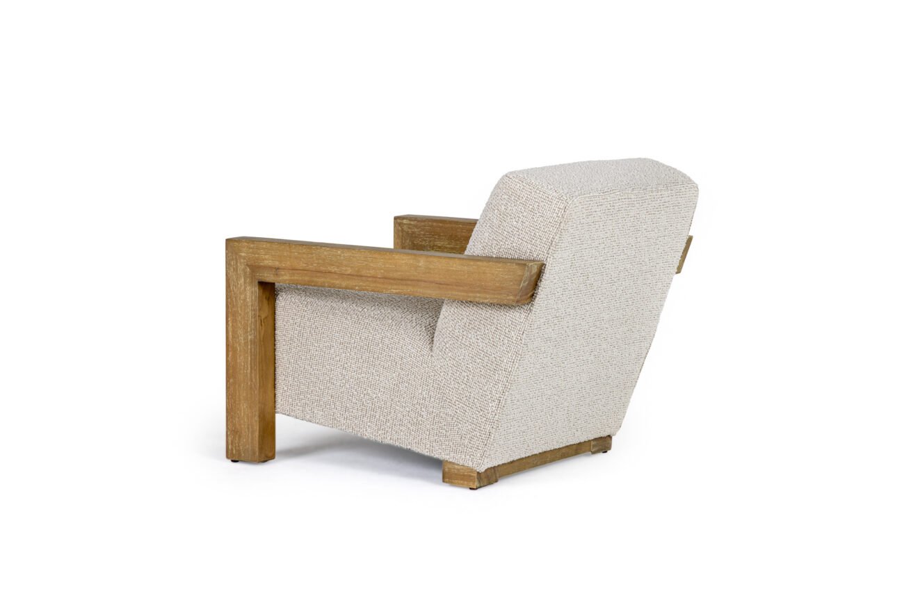 Modrest Dalhart - Modern Beige Fabric + Grey Wash Wood Accent Chair - Image 2