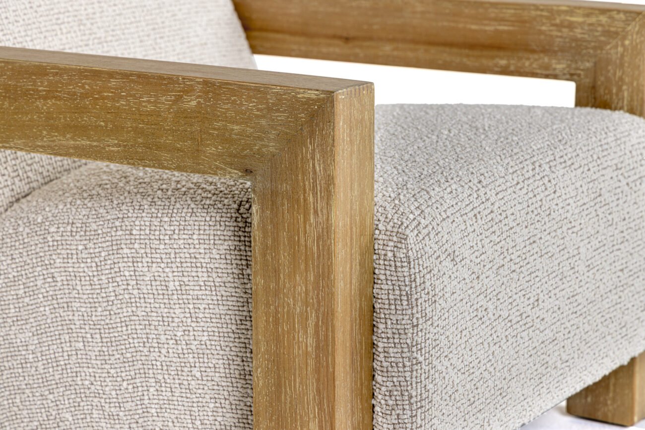 Modrest Dalhart - Modern Beige Fabric + Grey Wash Wood Accent Chair - Image 4