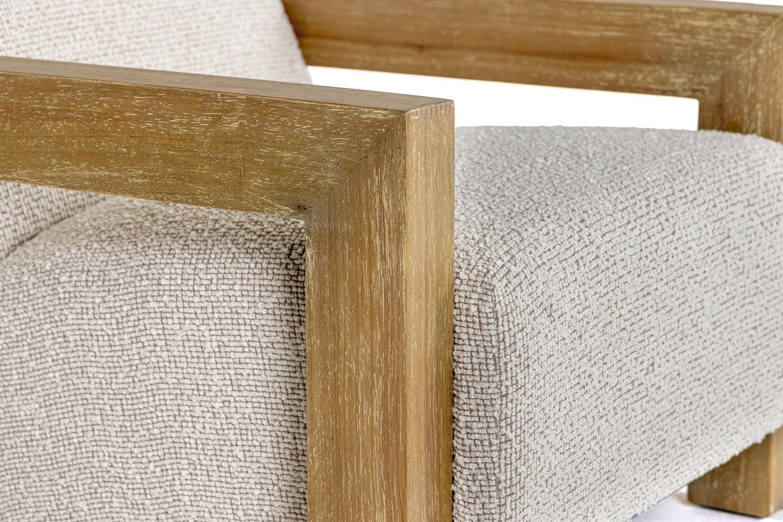 Modrest Dalhart - Modern Beige Fabric + Grey Wash Wood Accent Chair - Image 4