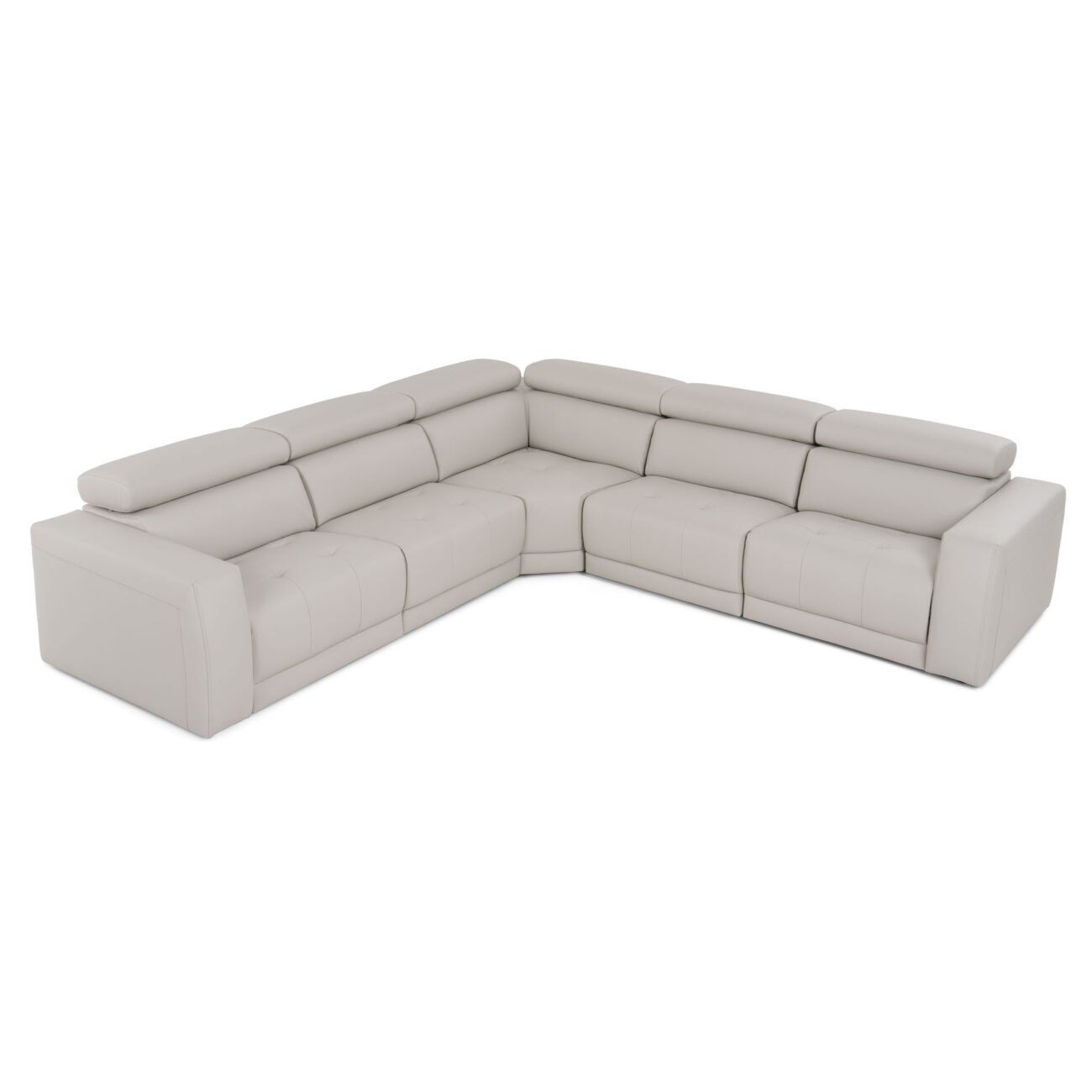 Lamod Italia Dalton - Modern Italian Light Grey Leather Sectional + Recliners - Image 3