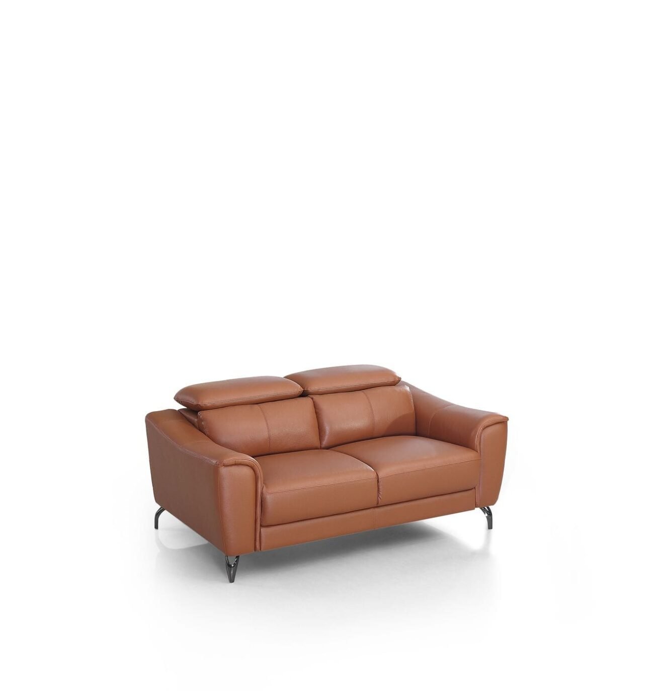 Divani Casa Danis - Modern Cognac Leather Brown Loveseat - Image 2