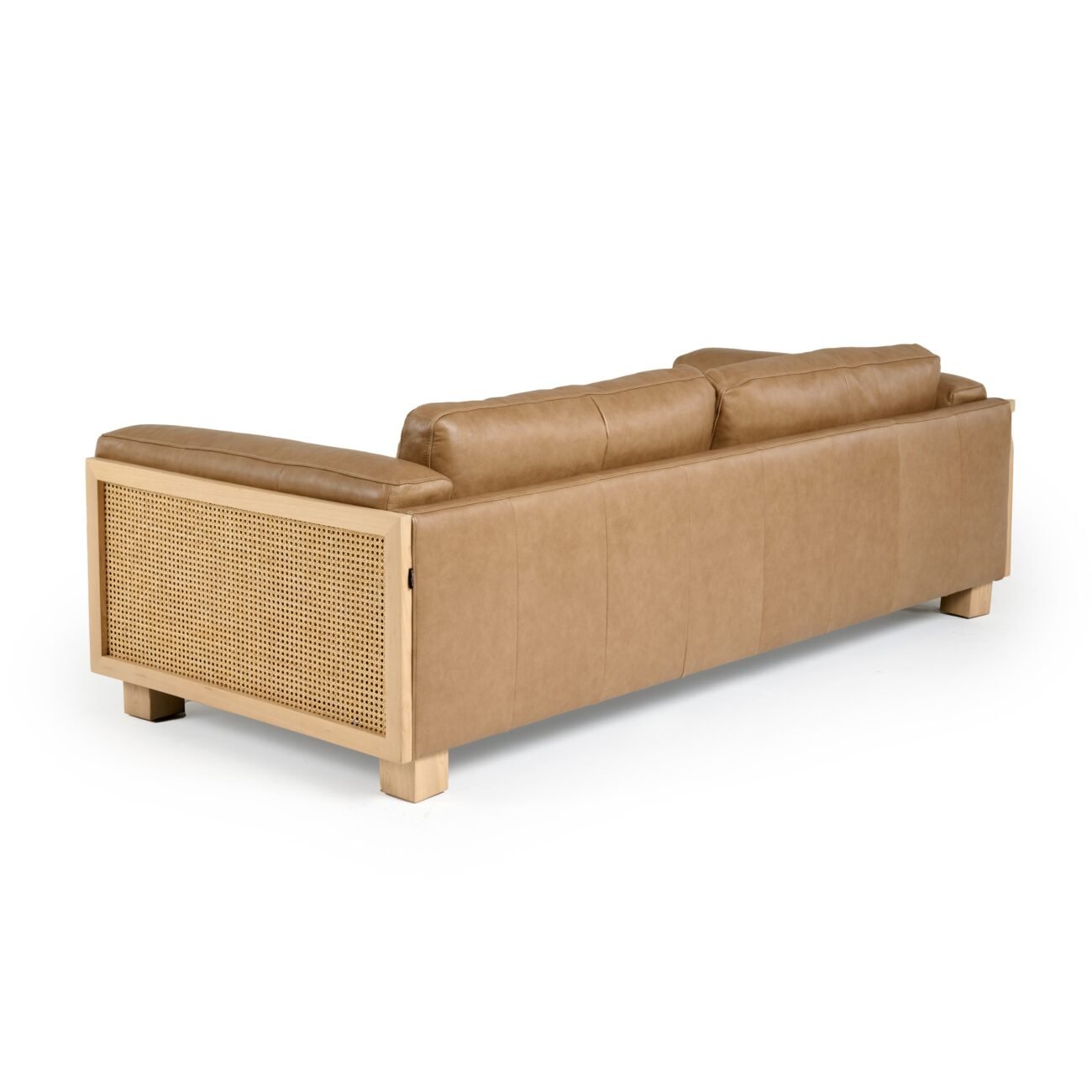 Divani Casa Danson - Modern Tan Leather + Wicker Sofa - Image 4