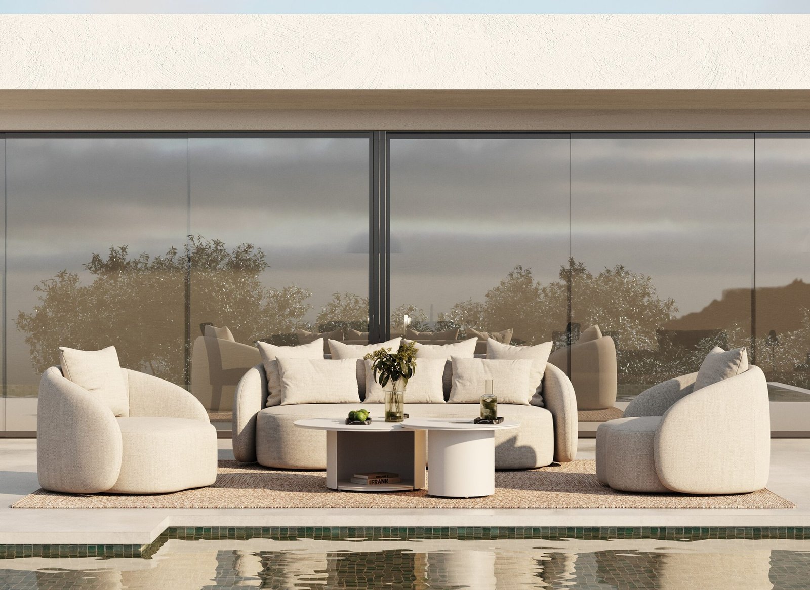 Renava Tabarca - Outdoor Beige Fabric 3 Seat Sofa - Image 5