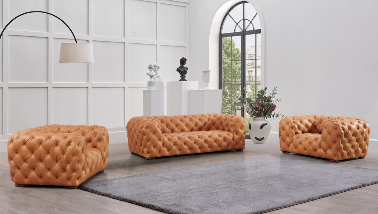 Divani Casa Dexter - Transitional Camel Full Italian Leather Lounge Chair - Image 5