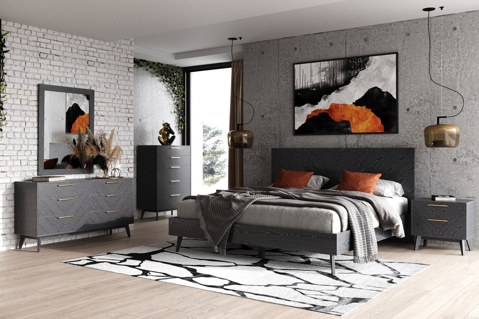 Modrest Diana - Eastern King Modern Grey Ash Bedroom Set - Image 2