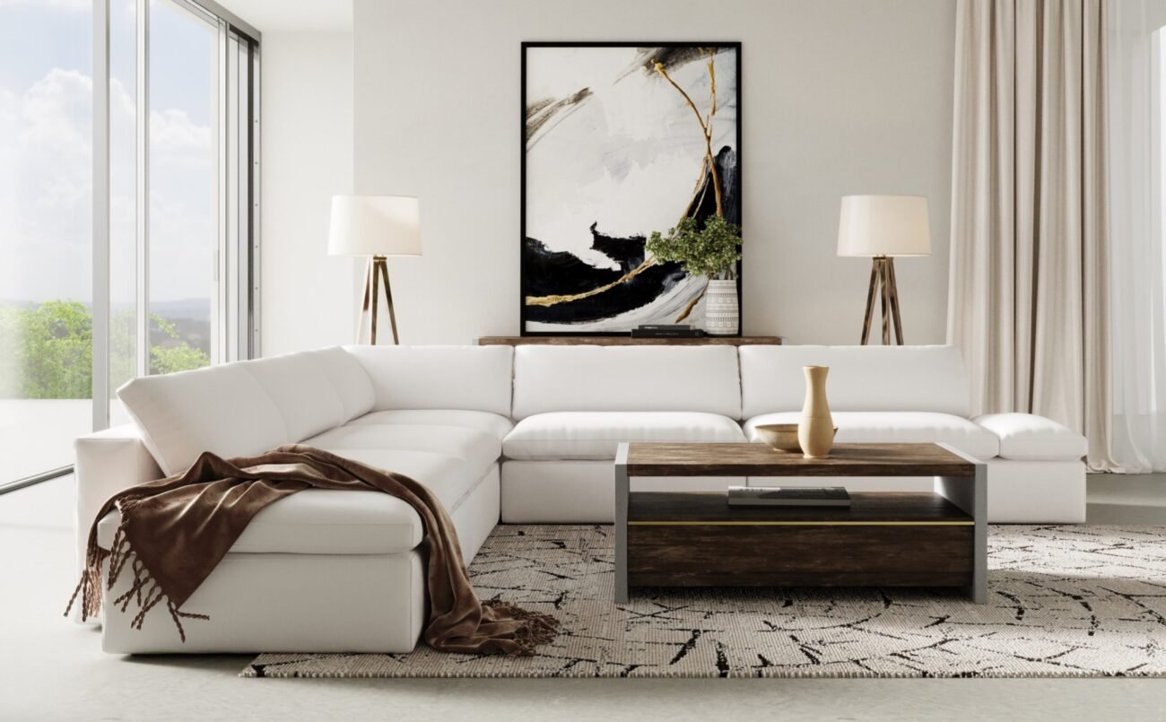 Divani Casa Kelly - Modern White Fabric Sectional Sofa - Image 5
